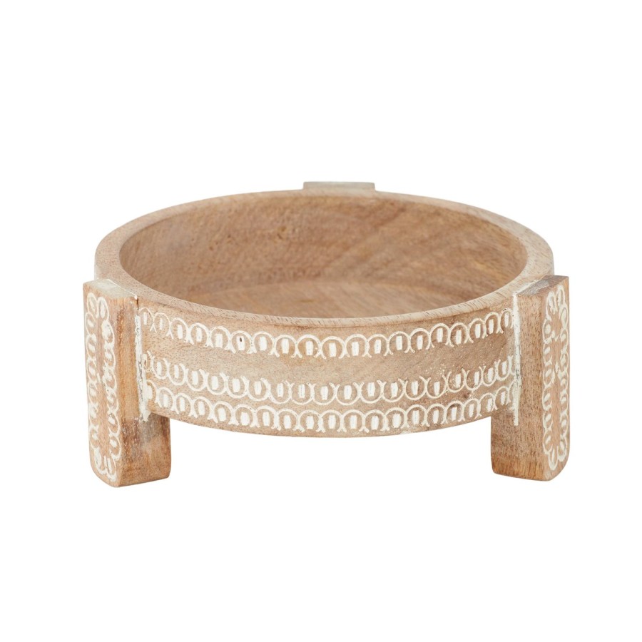 Decor Items | Coast To Coast Home Tiare Wood Footed Tray - White Wash