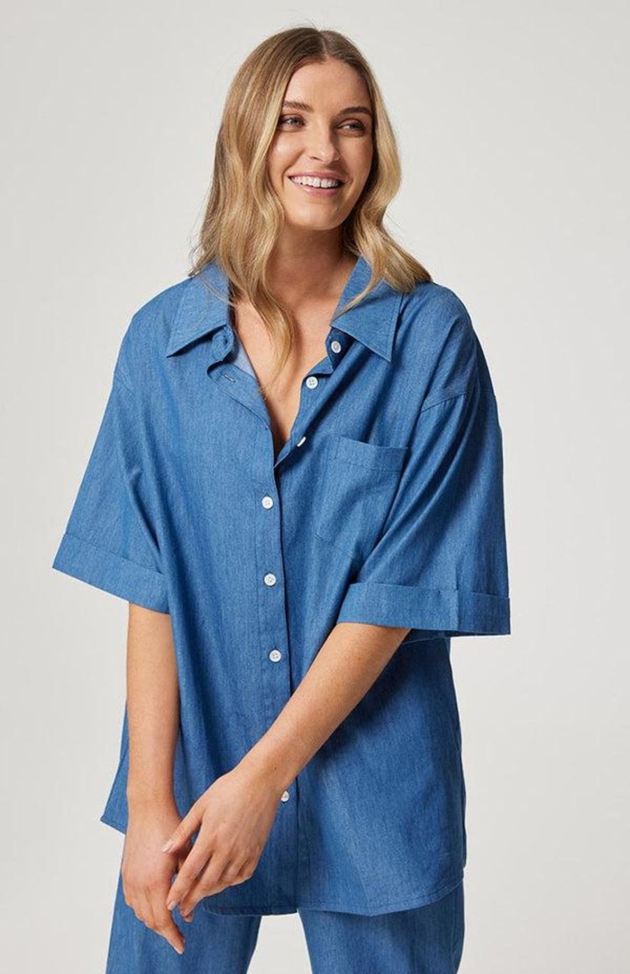 Tops | Cartel & Willow Belle Shirt - Denim Chambray