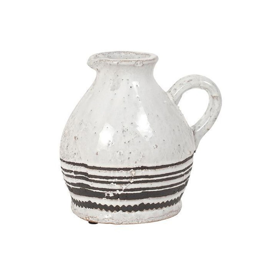 Decor Items | Pure Homewares Upton Terracotta White/Black Stripe Jug - Large