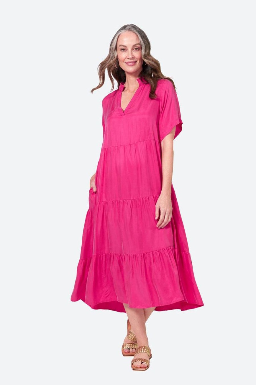 Dresses | Eb & Ive Elixir Tiered Dress - Dragonfruit