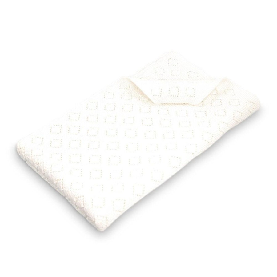 Nursery & Nurture | Dlux Milo Cotton Pointelle Knitted Blanket - Ivory