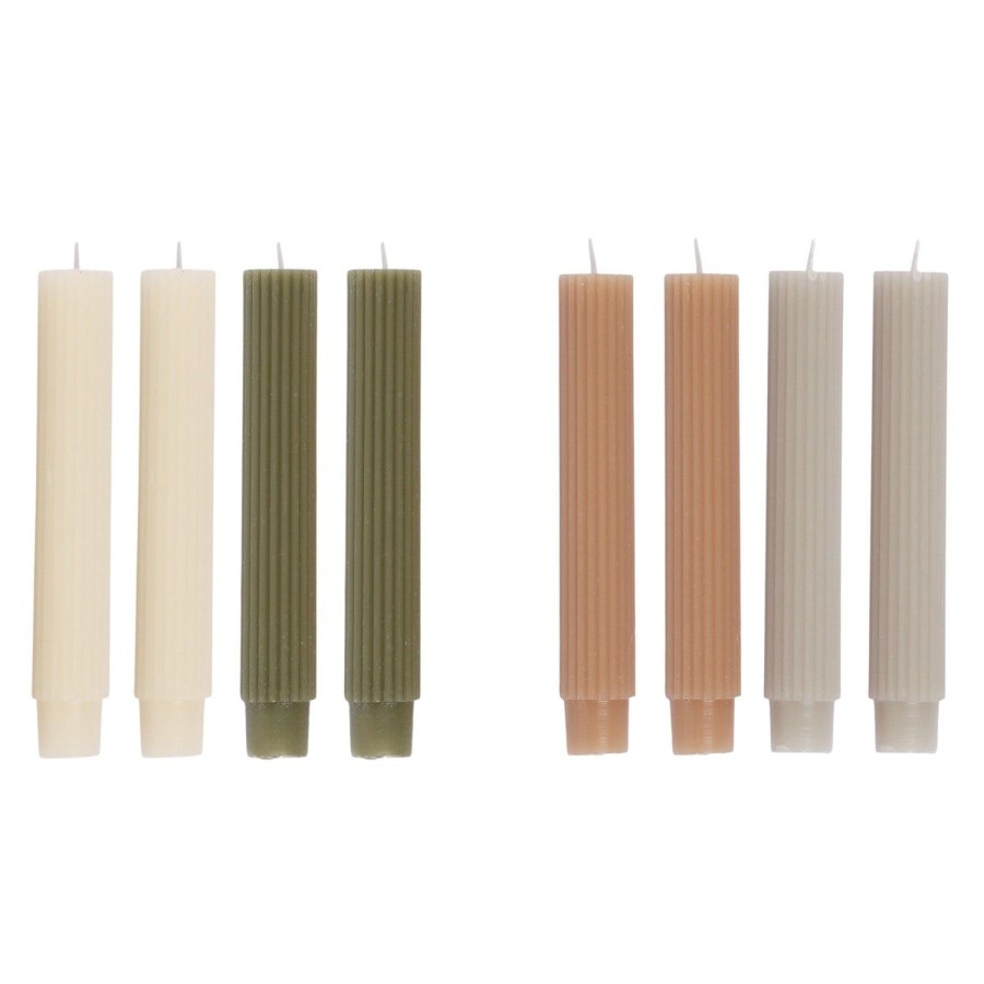 Candles & Fragrance | Coast To Coast Home Ribbed Set/4 Candle 15Cm - Earth Tone