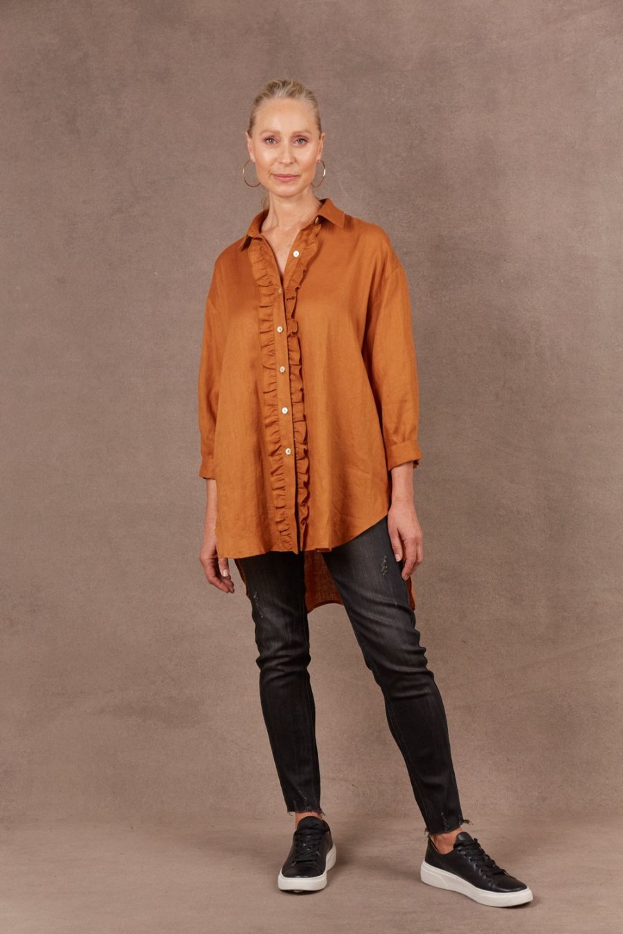 Tops | Eb & Ive Nama Frill Shirt - Ochre