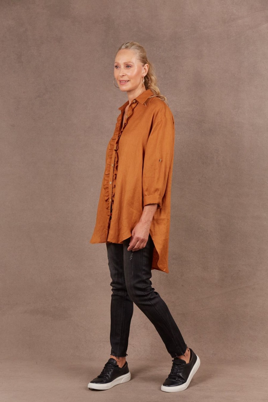 Tops | Eb & Ive Nama Frill Shirt - Ochre