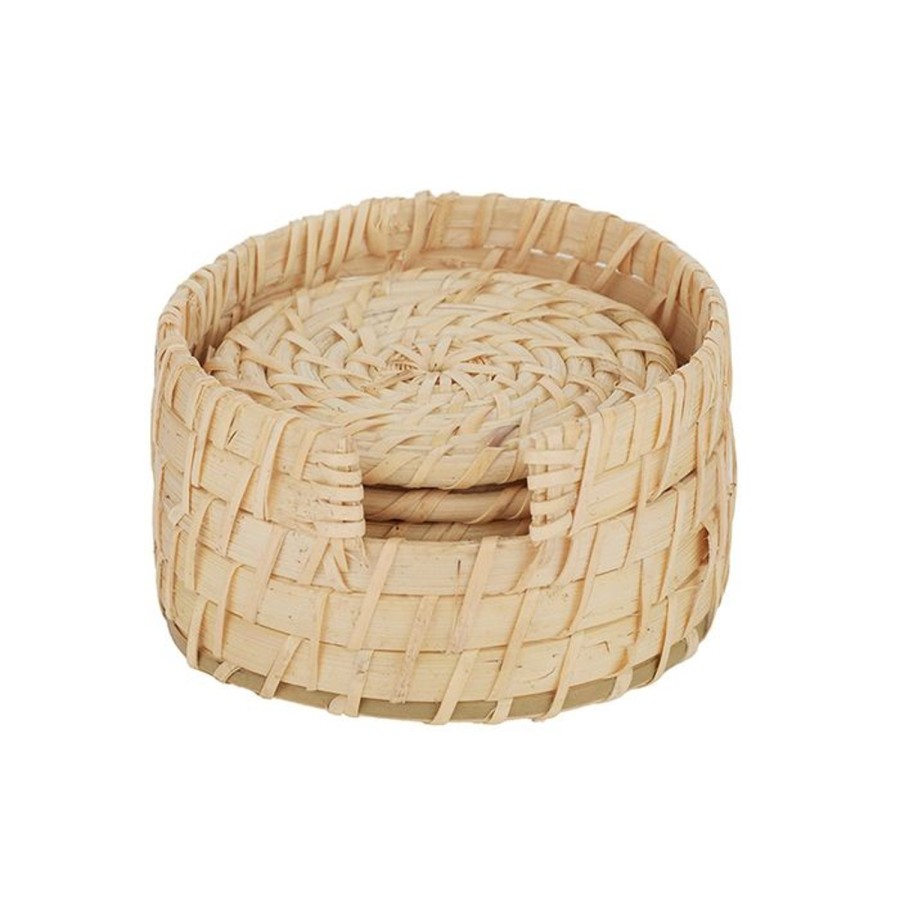 Dining & Entertaining | Coast To Coast Home Borocay Set/6 Rattan Coasters With Holder