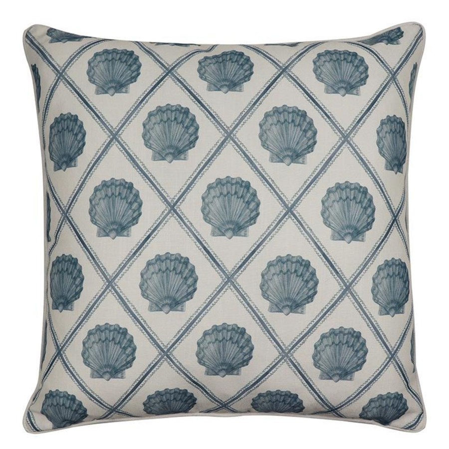 Soft Furnishings | Madras Link Scallop Check Blue Cushion 55X55Cm