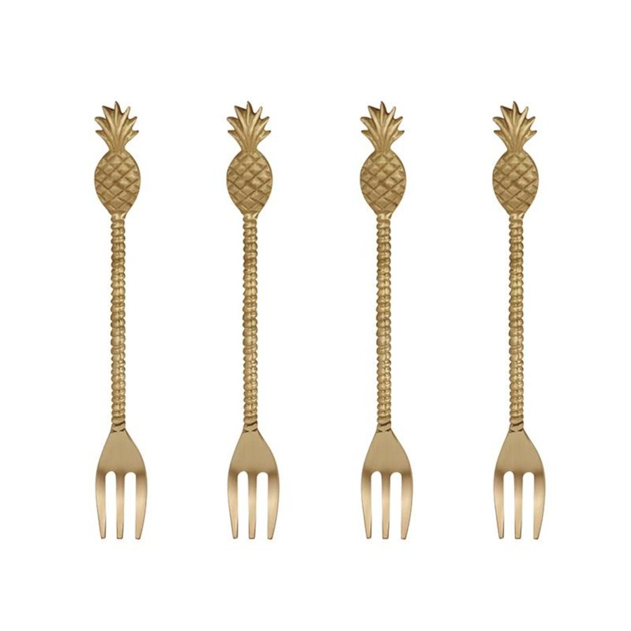 Dining & Entertaining | Madras Link Pineapple Brass Fork Set Of 4