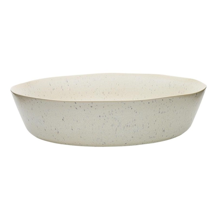 Dining & Entertaining | Ecology Malta Round Shallow Serving Bowl 34Cm Linen