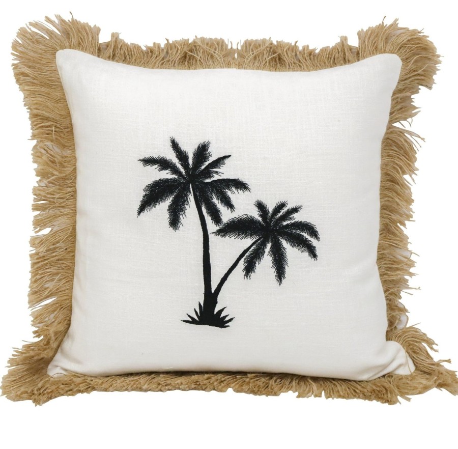 Soft Furnishings | Robert Mark Double Palm Embroidered Cushion 45X45Cm