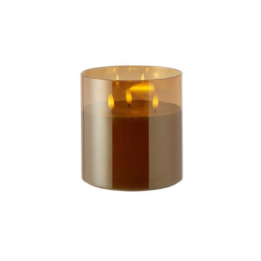 Decor Items | Rogue Home Amber Triflame Candle Brown 15Cm