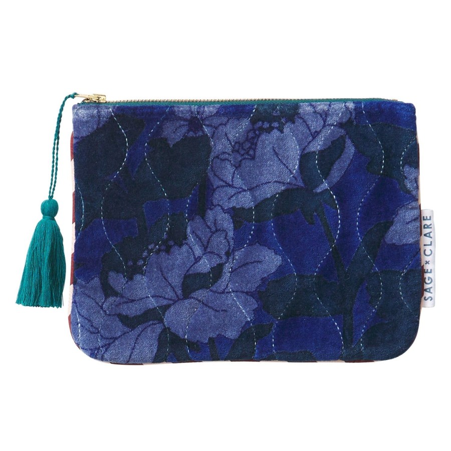 Beauty & Well-Being | Sage & Clare Bernanda Velvet Pouch - Lapis