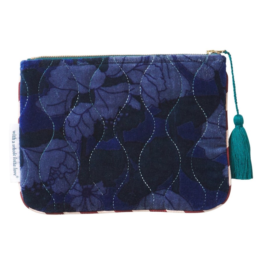 Beauty & Well-Being | Sage & Clare Bernanda Velvet Pouch - Lapis