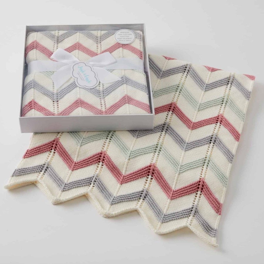 Nursery & Nurture | Pilbeam Living Zig-Zag Knit Blanket - Blush