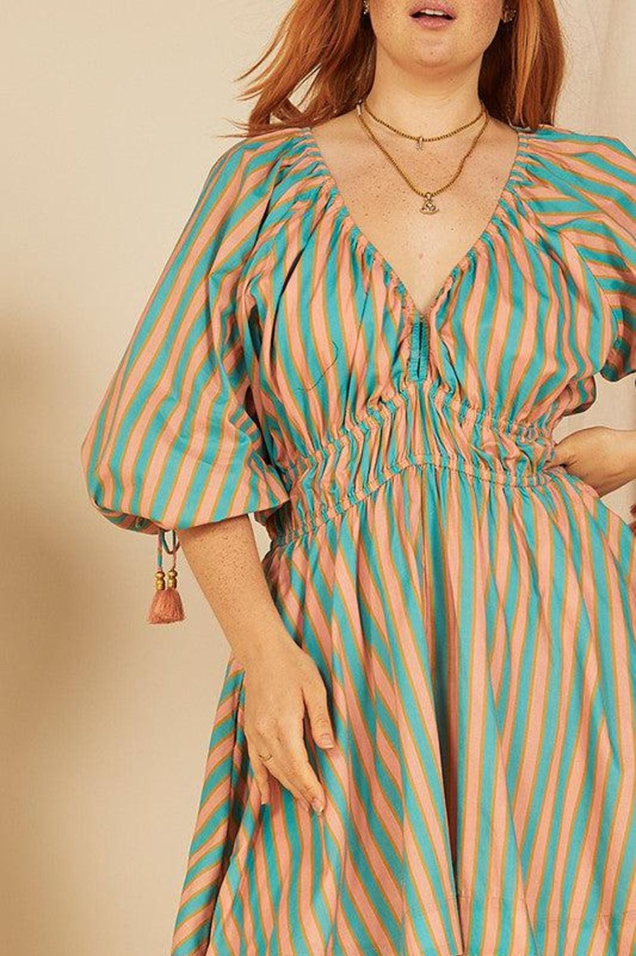 Dresses | Bohemian Traders Candy Stripe Deep V Mini Dress