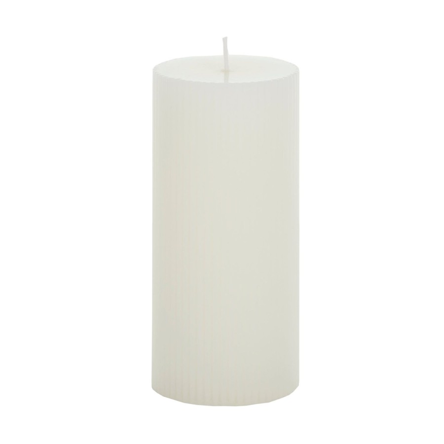 Candles & Fragrance | Coast To Coast Home Ribbed Pillar Candle 15Cm - White