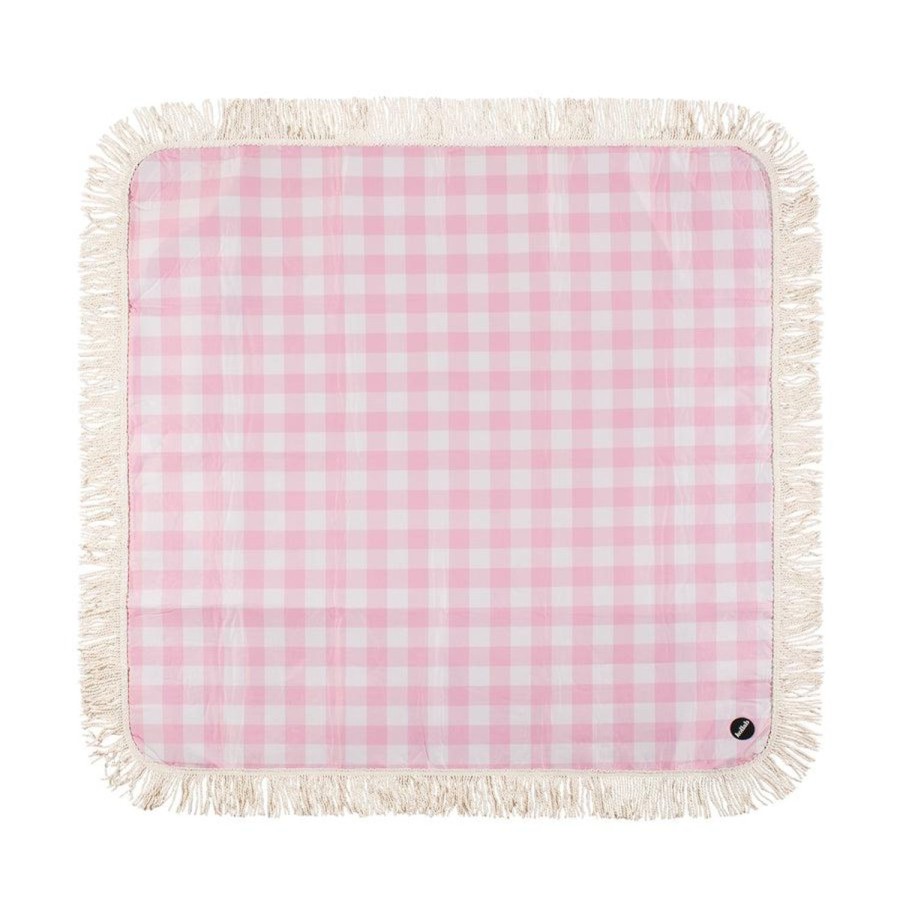 Travel & Outdoors | Kollab Holiday Fringed Picnic Mat Candy Pink Check