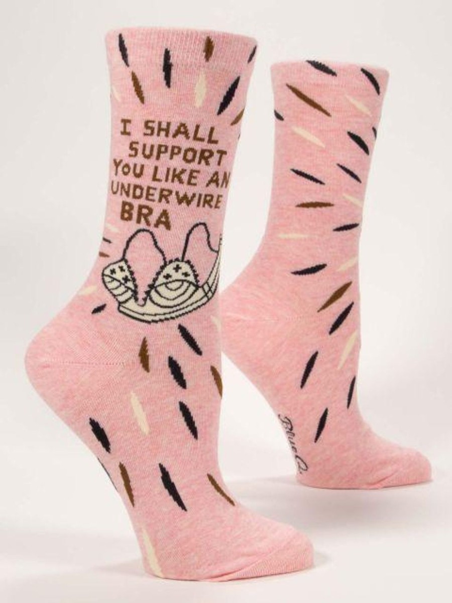 Fun & Games | Blue Q I Shall Support You Like An Underwire Bra Women'S Crew Socks