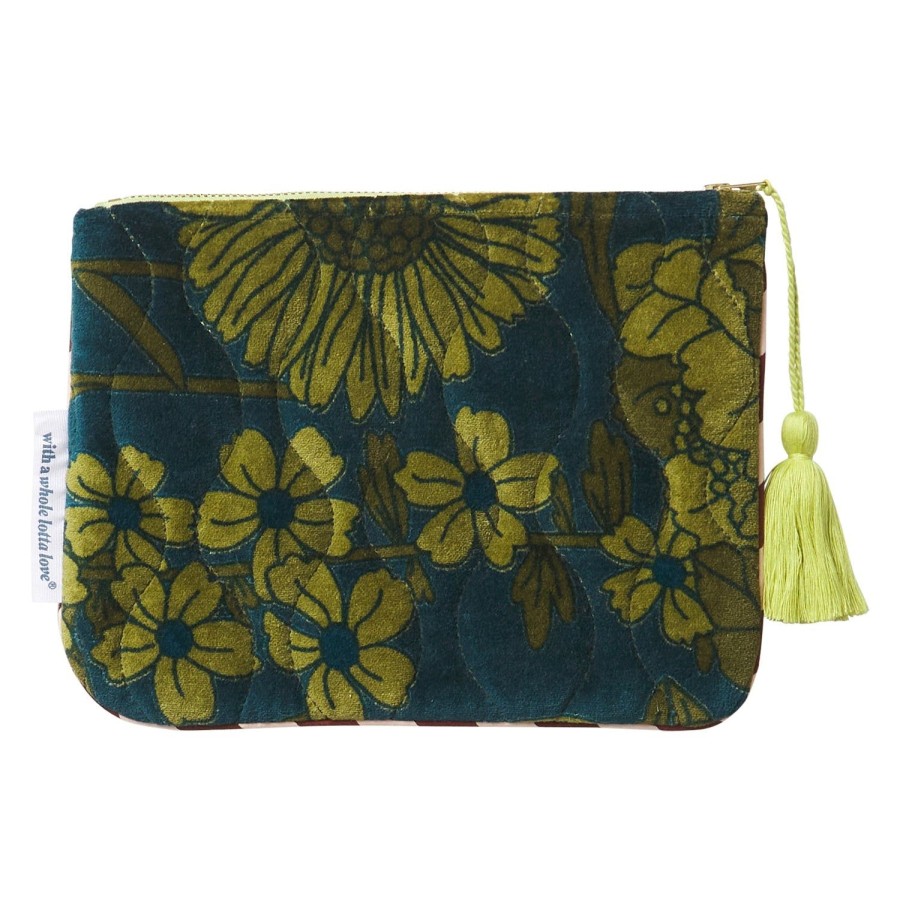 Beauty & Well-Being | Sage & Clare Bernanda Velvet Pouch - Peacock