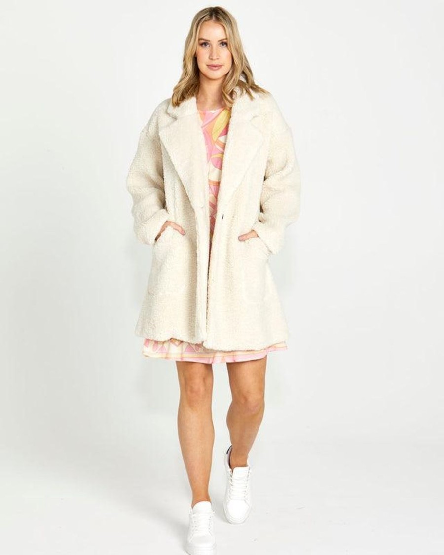 Jackets, Coats & Vests | SASS Gina Sherpa Raglan Sleeve Coat - Cream