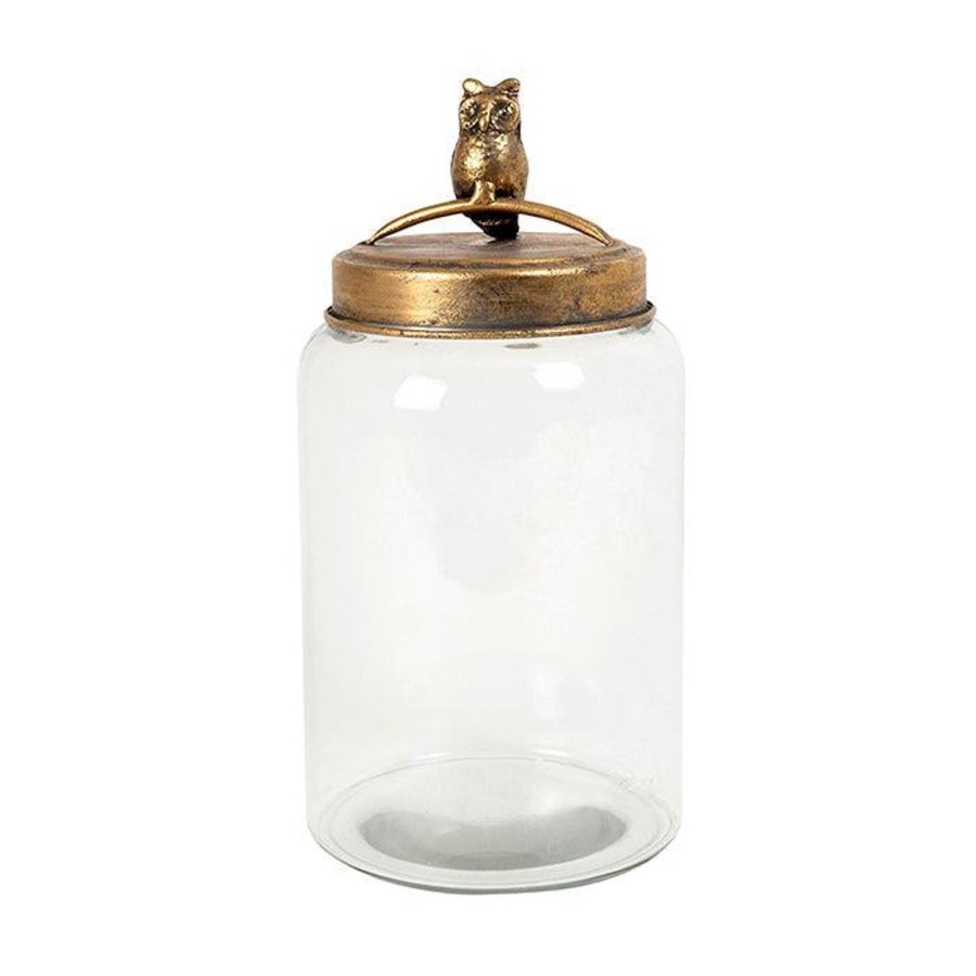 Kitchenware | Pure Homewares Nevada Glass Gold Resin Owl Jar - Large