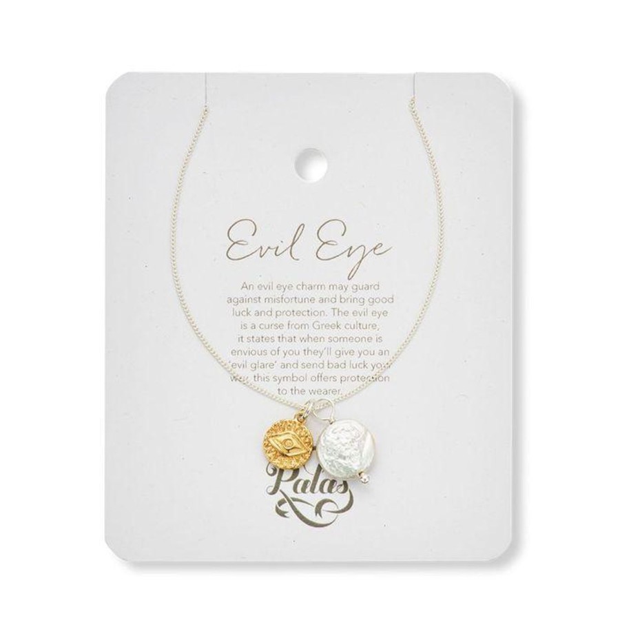 Jewellery | Palas Silver/Brass Evil Eye & Pearl Amulet Necklace