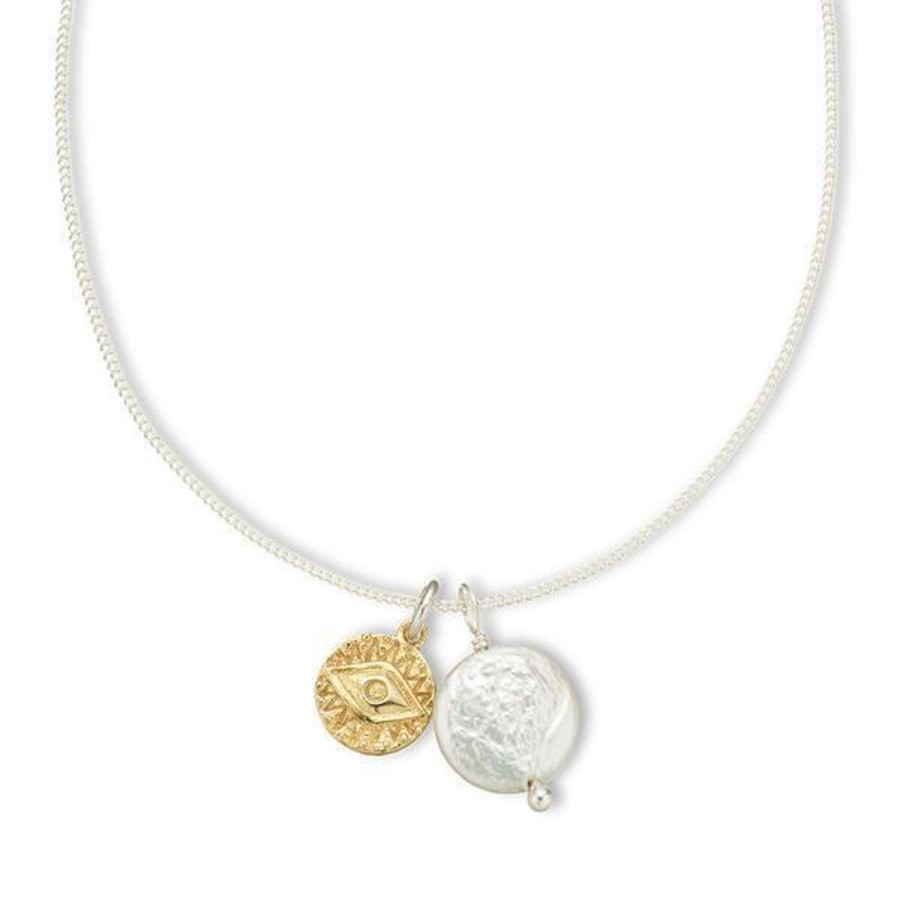 Jewellery | Palas Silver/Brass Evil Eye & Pearl Amulet Necklace