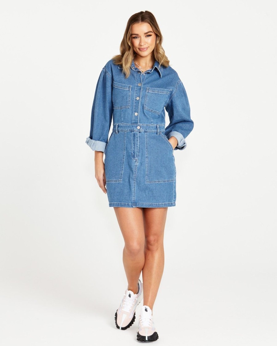 Dresses | SASS Gabrielle Denim Long Sleeve Dress - 80 Wash