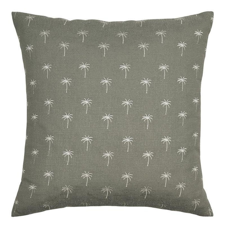 Soft Furnishings | Madras Link Palm Tree Embroidered Sage Cushion 50X50Cm