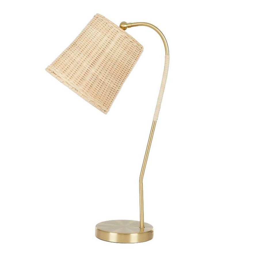 Lighting | Coast To Coast Home Reina Rattan Lamp - Natural/Gold