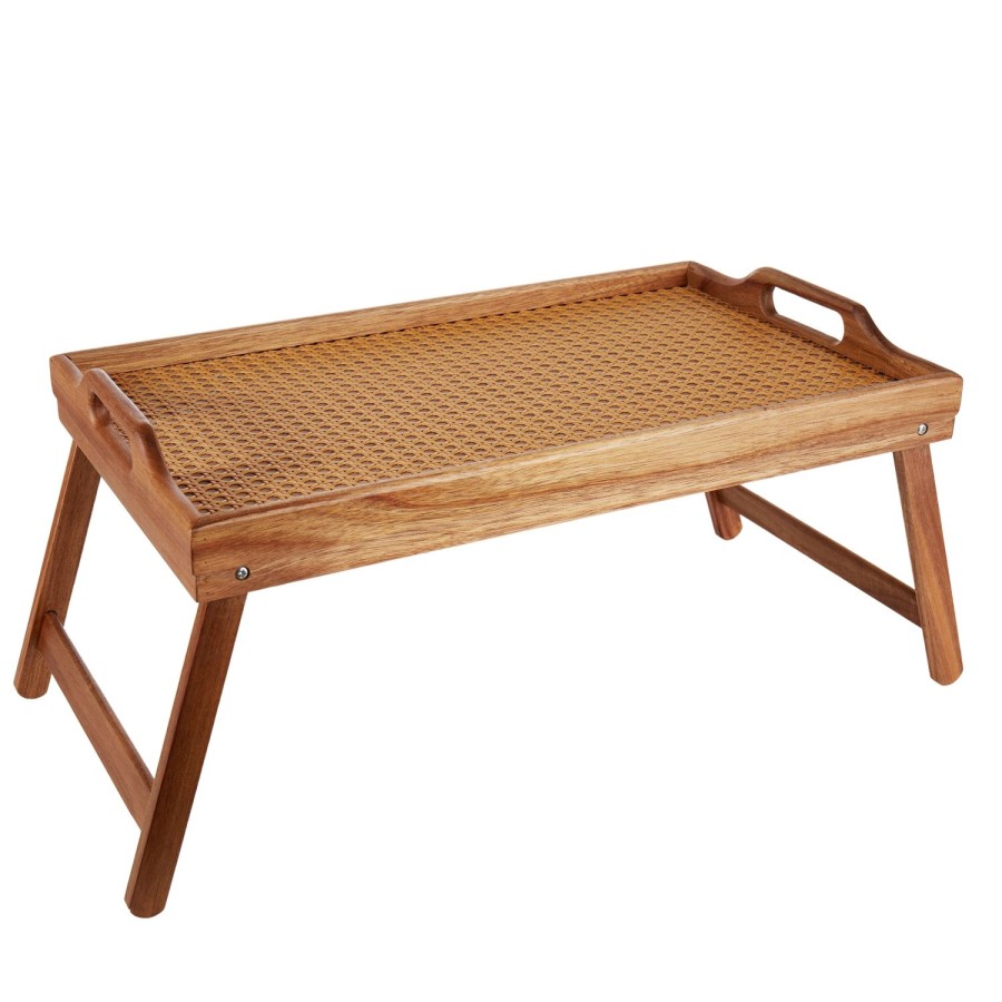 Dining & Entertaining | Amalfi Acacia & Rattan Serving Tray 50Cm