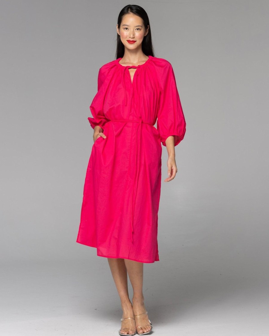 Dresses | Fate + Becker Believer Rope Midi Dress - Ruby Pink