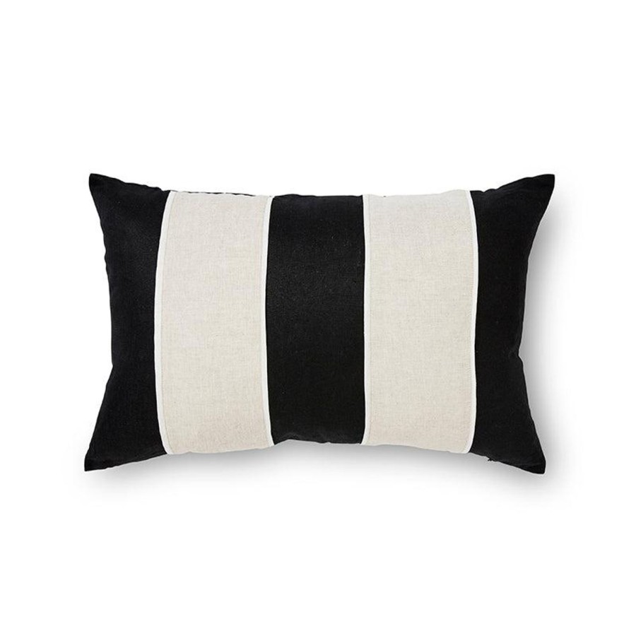 Soft Furnishings | Madras Link Riley Black/Linen Patch Cushion 40X60Cm