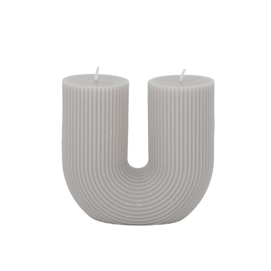 Candles & Fragrance | Coast To Coast Home U Shaped Ribbed Candle - Grey