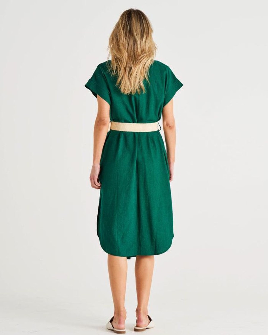 Dresses | Betty Basics Roma Linen Dress - Hunter Green