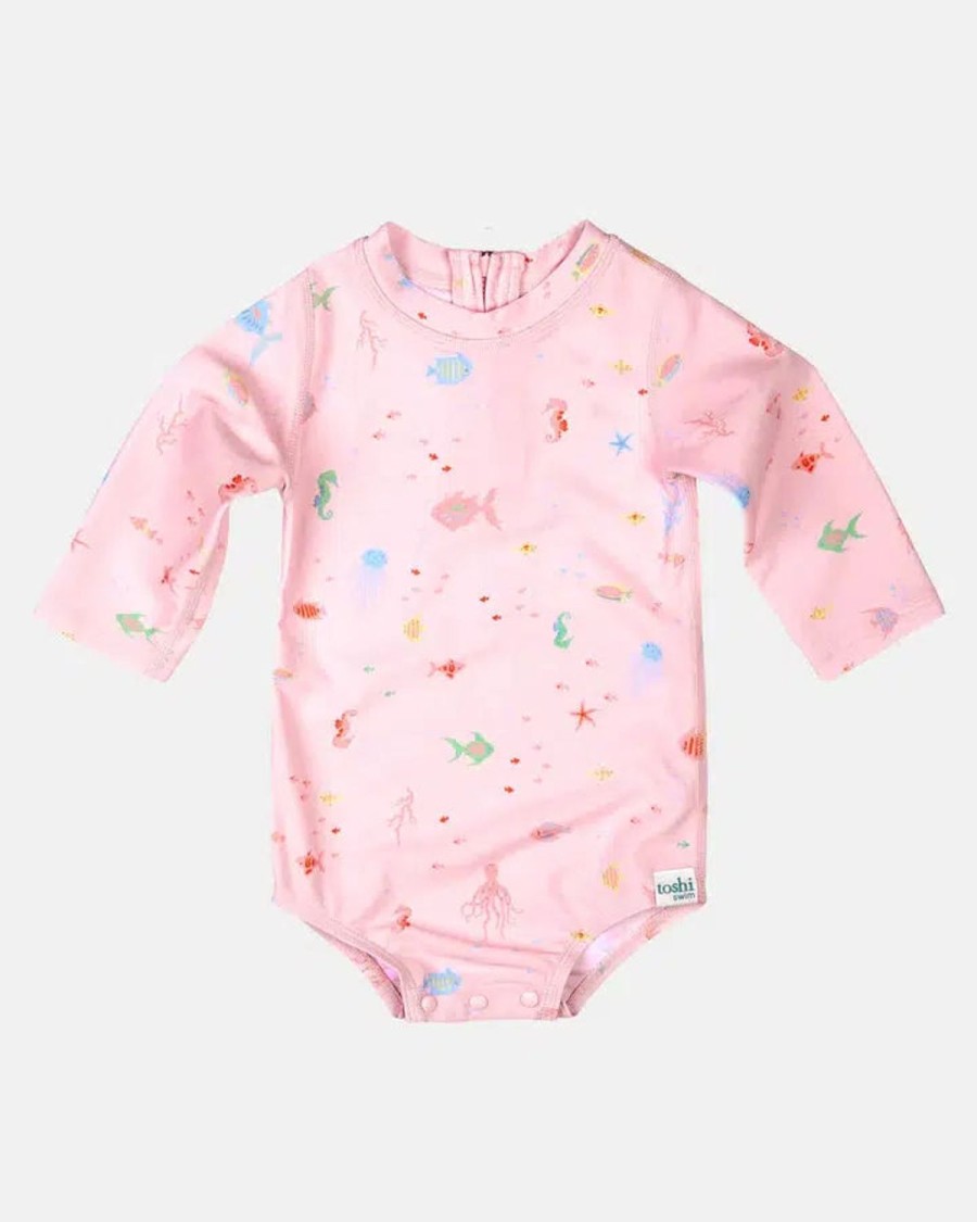 Clothing & Accessories | Toshi Swim Baby Onesie Long Sleeve Classic - Coral