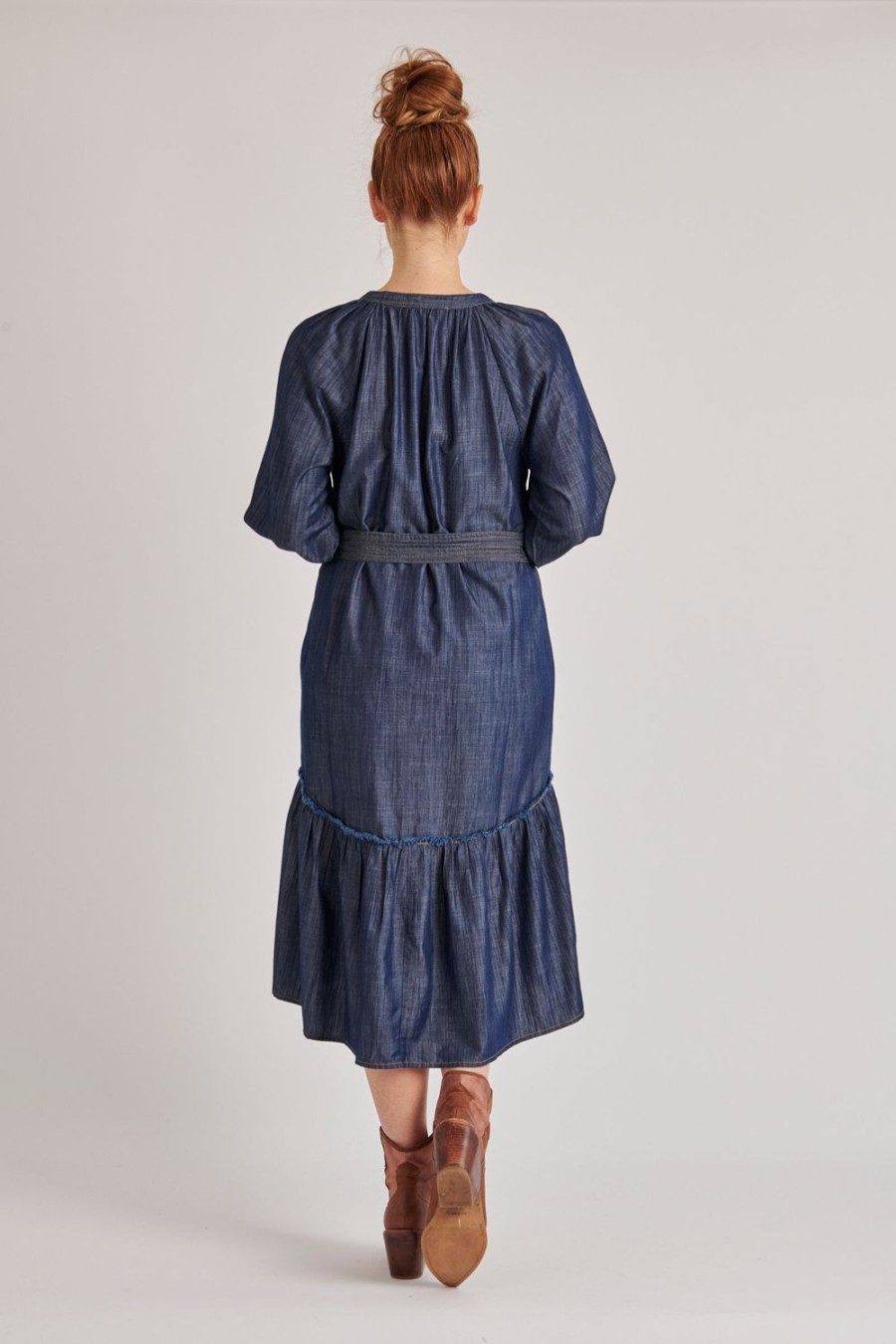 Dresses | One Ten Willow Ruffle Hem Midi Dress - Dark Blue