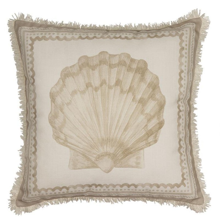 Soft Furnishings | Madras Link Scallop Sand Fringe Cushion 50X50Cm