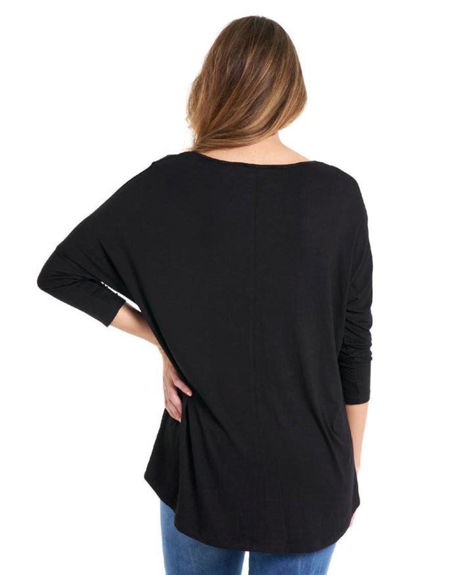 Tops | Betty Basics Milan 3/4 Sleeve Top - Black