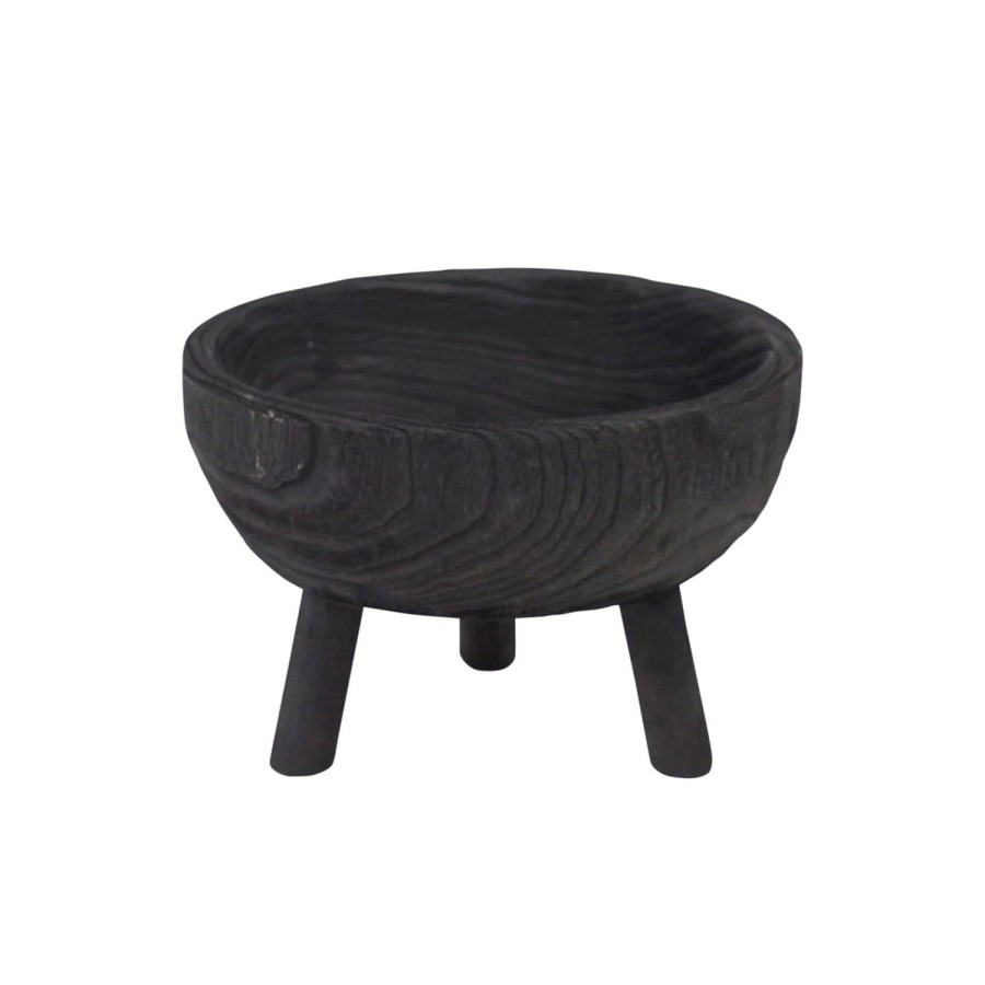 Decor Items | Pure Homewares Wells Timber Black Tri Foot Bowl