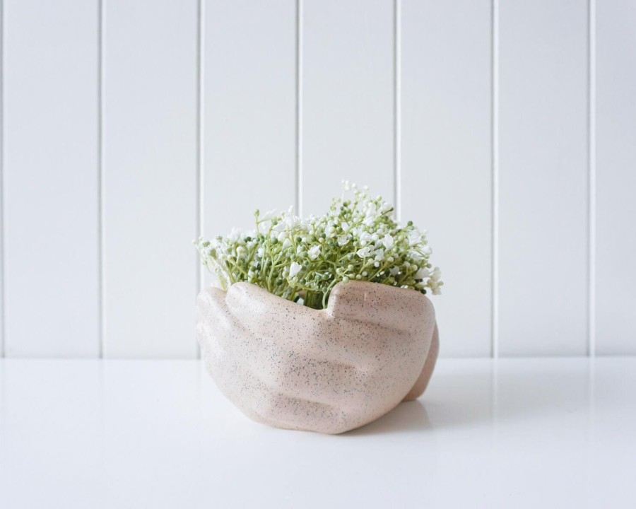 Pots, Planters & Vases | Rayell Pot/Planter - Mini Hands - Beige