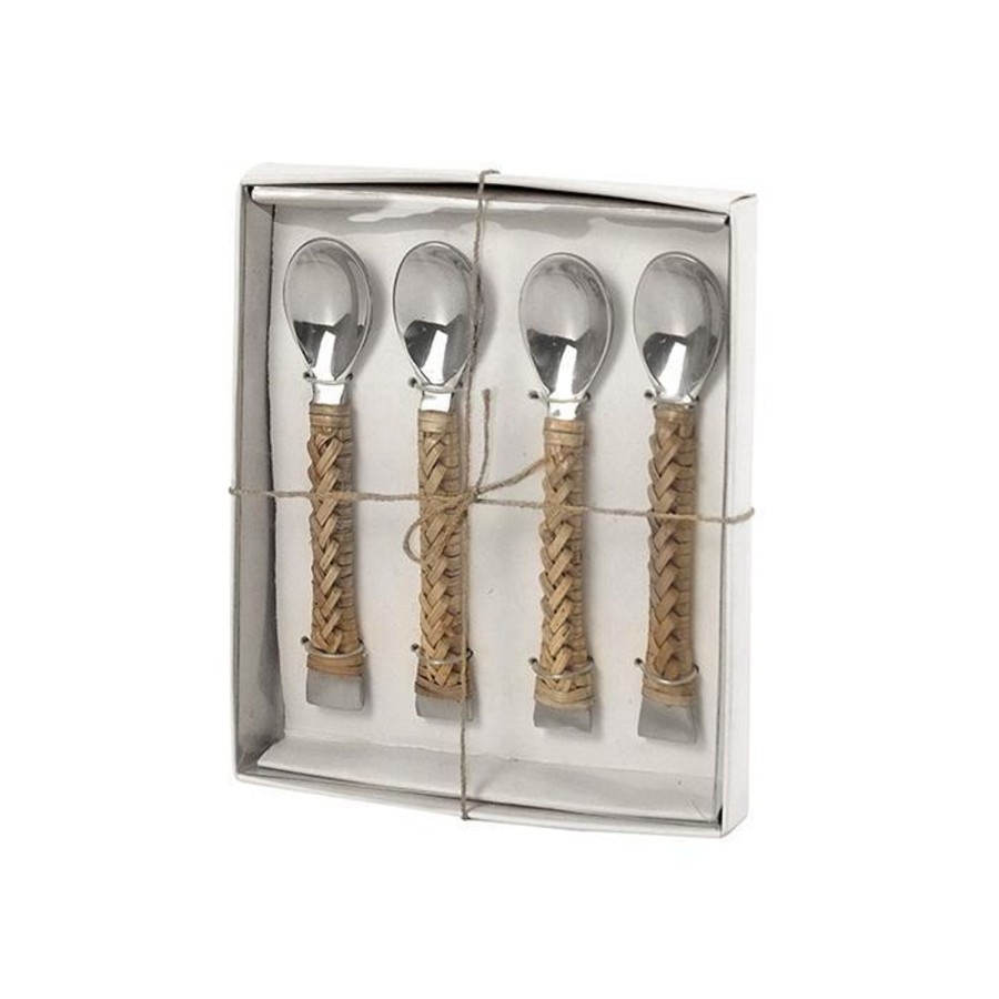 Dining & Entertaining | Pure Homewares Cooma Set/4 Silver & Rattan Spoons