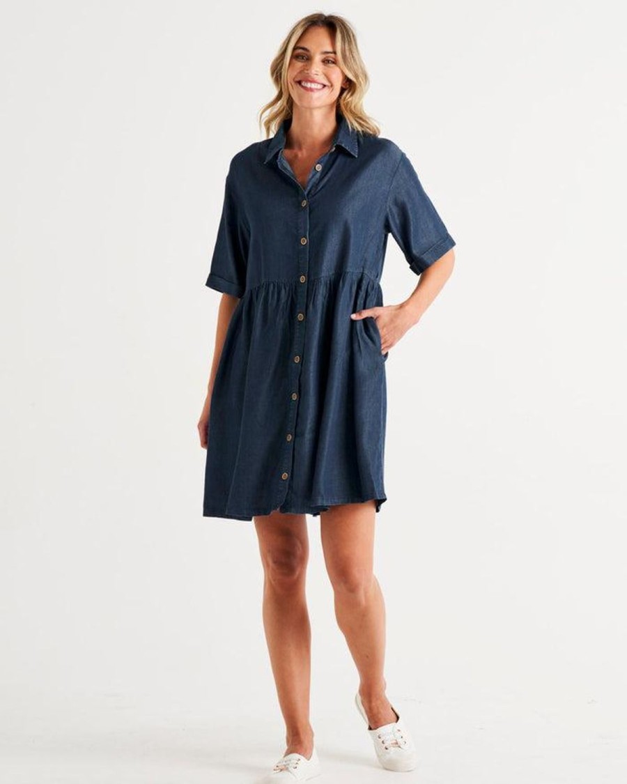 Tops | Betty Basics Miley Lyocell Shirt Dress - Blue Haze