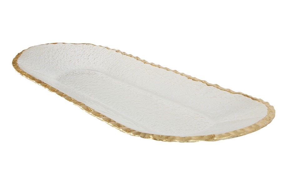 Dining & Entertaining | Maine & Crawford Manley Handmade Oval Plate With Gold Foil Edge 43Cm