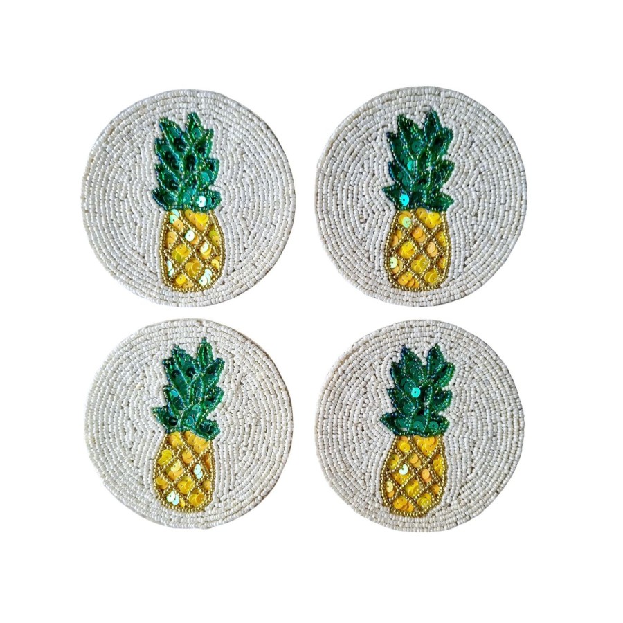 Dining & Entertaining | Zoda Beaded Coaster Set Of 4 - Pineapple