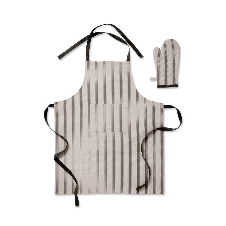 Kitchenware | Madras Link Macedon Charcoal Stripe Apron & Glove Set