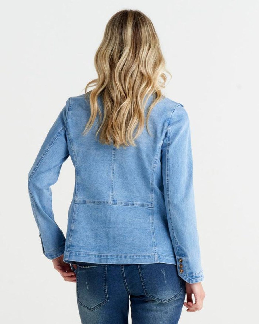 Jackets, Coats & Vests | Betty Basics Becki Denim Blazer - Mid Wash