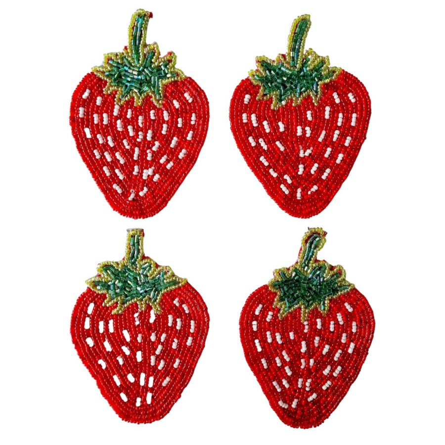 Dining & Entertaining | Zoda Beaded Coaster Set Of 4 - Strawberry