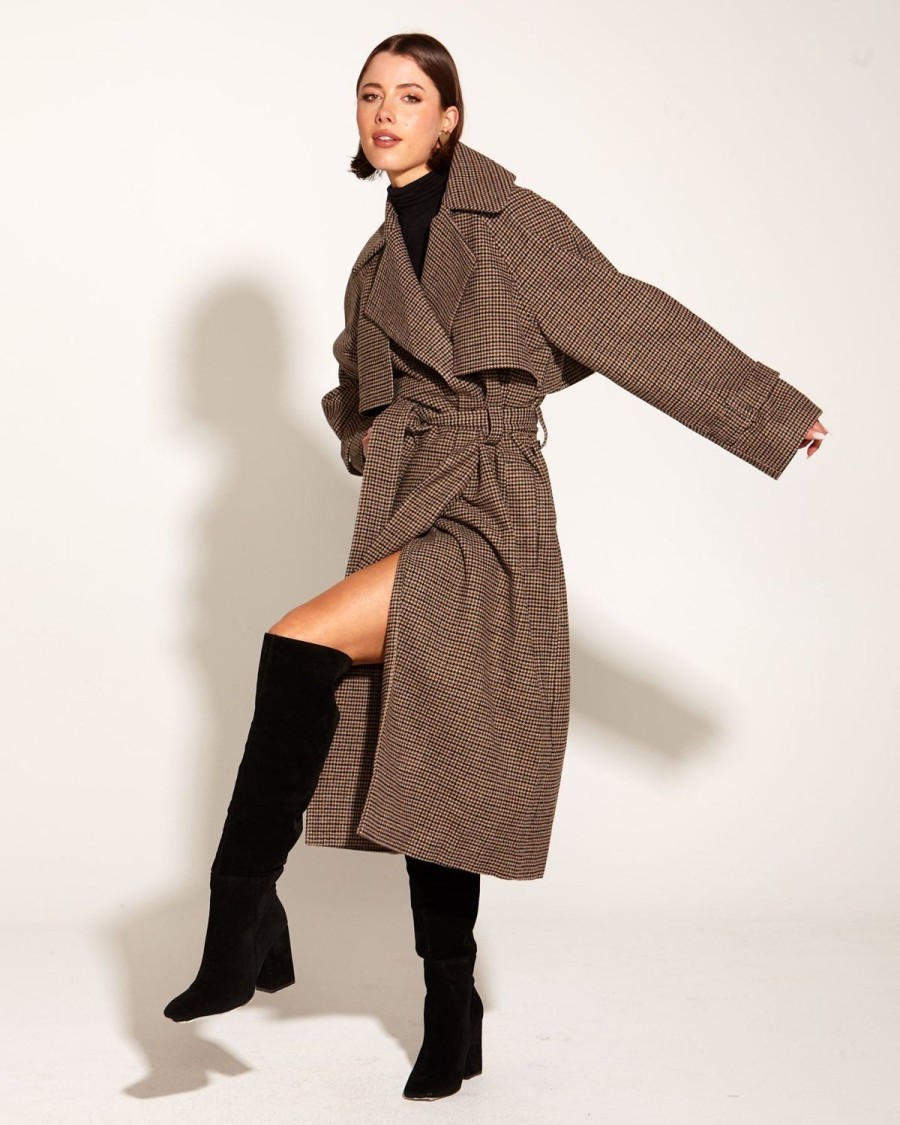 Jackets, Coats & Vests | Fate + Becker You Read My Mind Houndstooth Trench