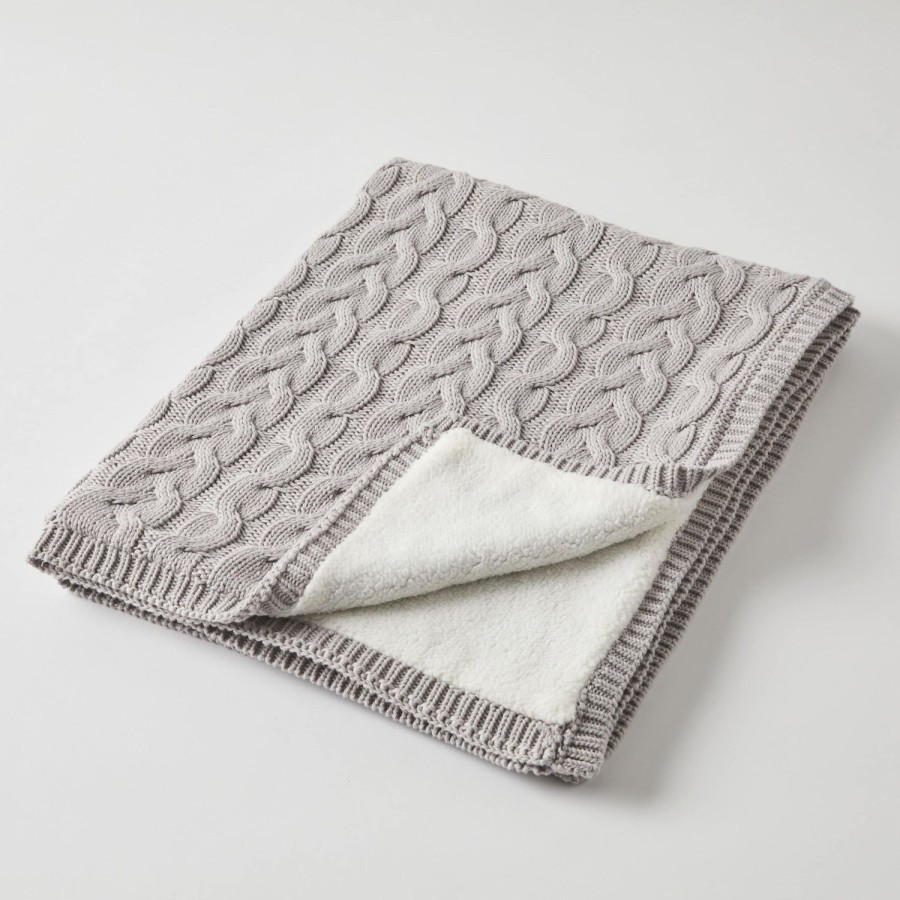 Nursery & Nurture | Pilbeam Living Aurora Cable Knit Baby Blanket - Silver/Cream