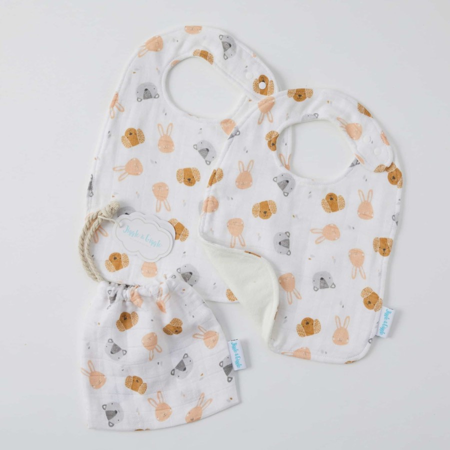 Nursery & Nurture | Pilbeam Living Muslin Bib 2 Pack - Animal Faces